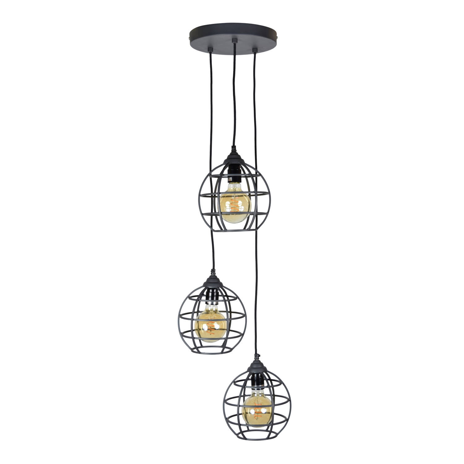 Urban Interiors Hanglamp Globe 3-Lichts Zwart