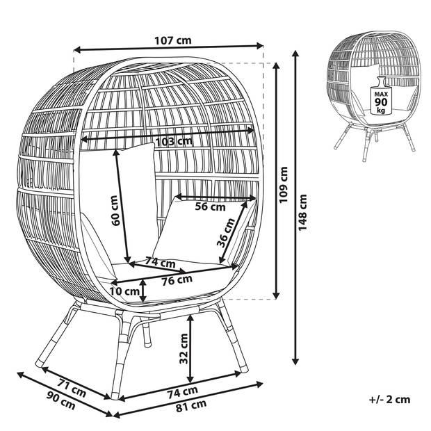 Beliani VEROLI - Fauteuil-Natuurlijk-PE rotan