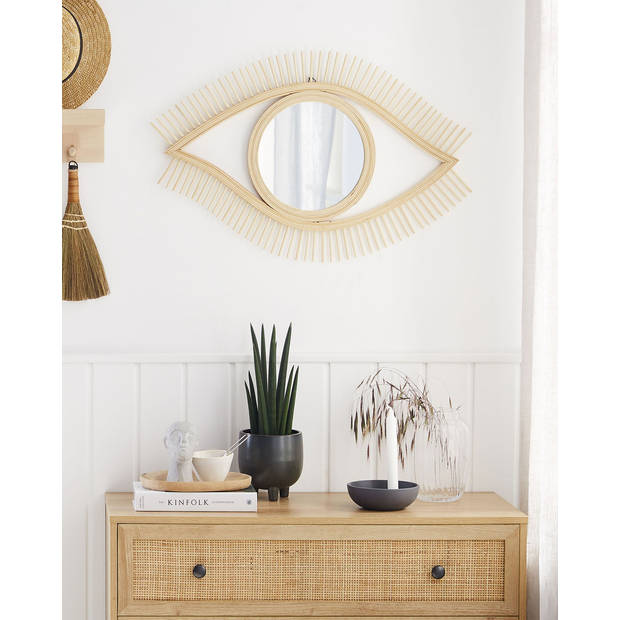 Beliani SOYOPA - Decoratieve Spiegel-Lichte houtkleur-Bamboehout