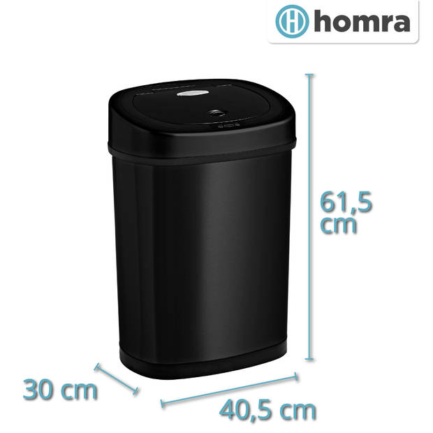 Homra FONIX Prullenbak met Sensor - 40L - Zwart