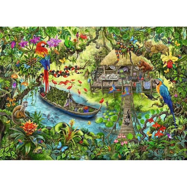 RAVENSBURGER Puzzel 368 stukjes - Ontsnappingspuzzel Kids - Een safari in de jungle