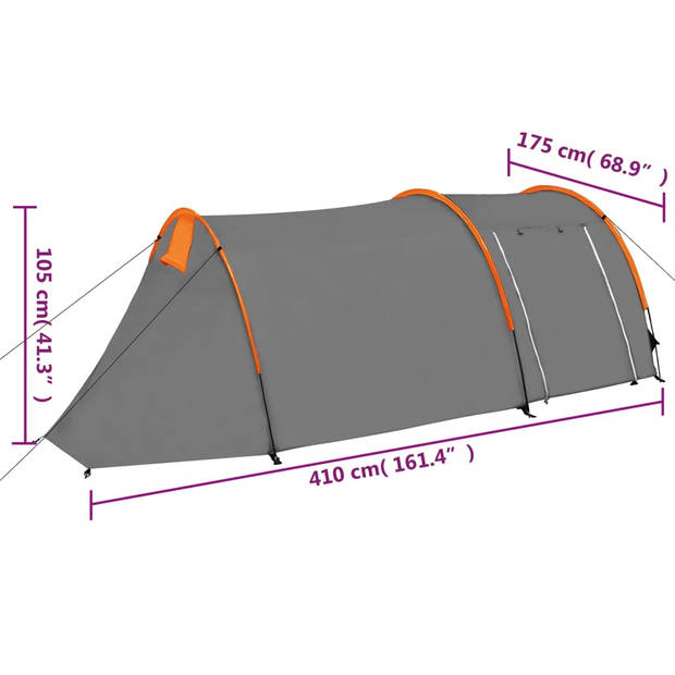 vidaXL Tent 4-persoons grijs en oranje