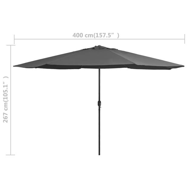 The Living Store Parasol - Antraciet - 400 x 267 cm - UV-beschermend polyester