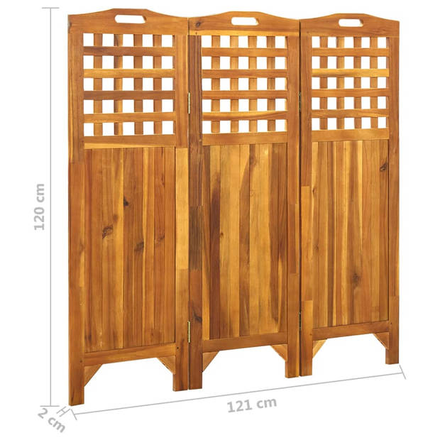 vidaXL Kamerscherm met 3 panelen 121x2x120 cm massief acaciahout