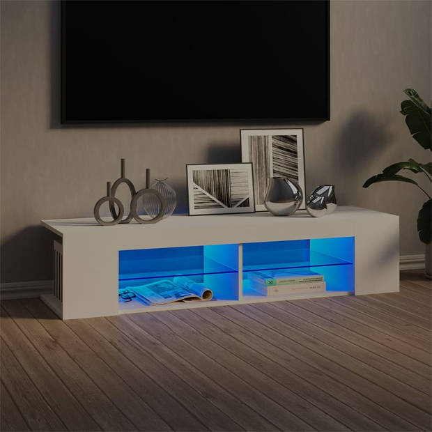 The Living Store tv-meubel New York - TV-meubels - 135 x 39 x 30 cm - wit - RGB LED-verlichting