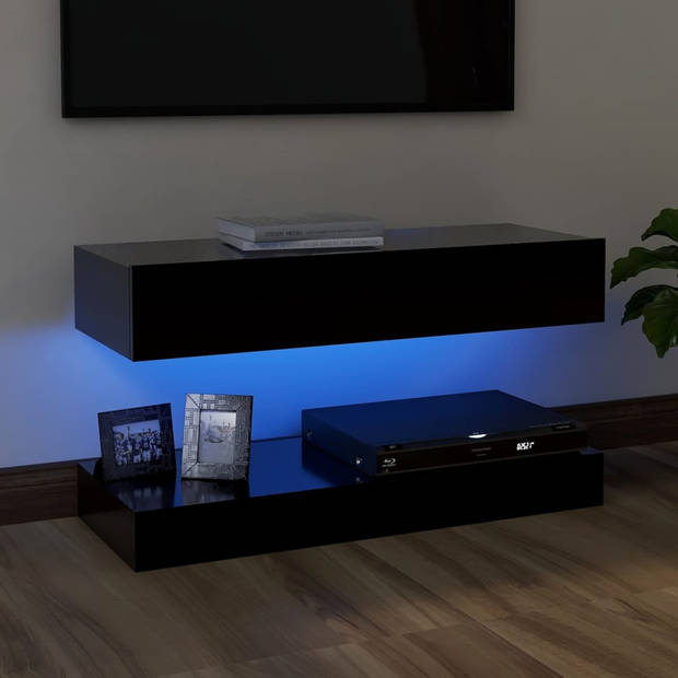 vidaXL Tv-meubel met LED-verlichting 90x35 cm zwart