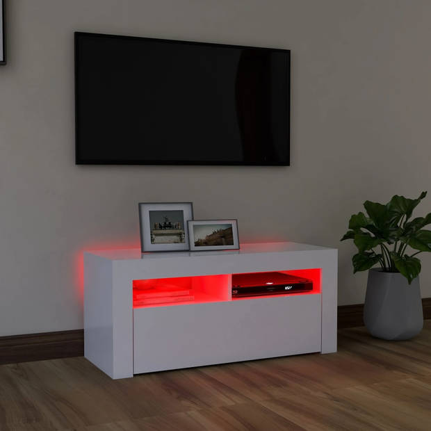 vidaXL Tv-meubel met LED-verlichting 90x35x40 cm wit