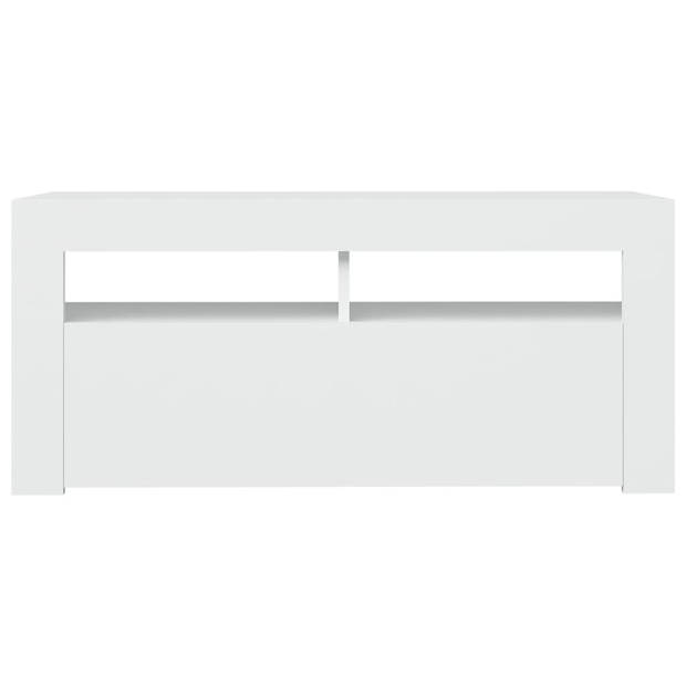 The Living Store - TV-meubel - Hifi-kast - 90x35x40 cm - LED-verlichting - wit