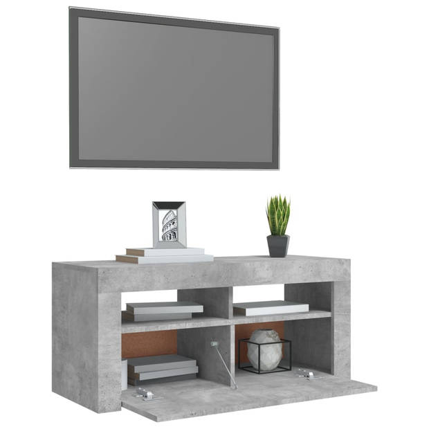 vidaXL Tv-meubel met LED-verlichting 90x35x40 cm betongrijs