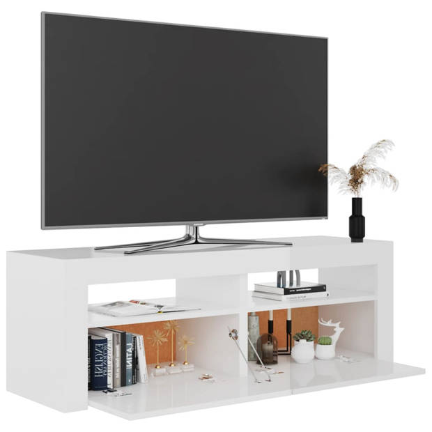 vidaXL Tv-meubel met LED-verlichting 120x35x40 cm hoogglans wit