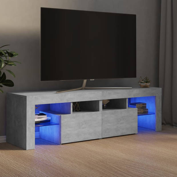 vidaXL Tv-meubel met LED-verlichting 140x36,5x40 cm betongrijs