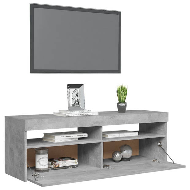 vidaXL Tv-meubel met LED-verlichting 120x35x40 cm betongrijs