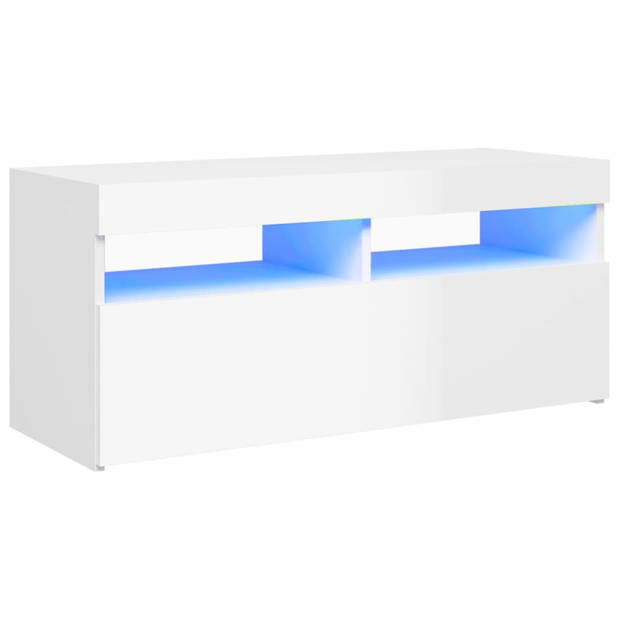 vidaXL Tv-meubel met LED-verlichting 90x35x40 cm hoogglans wit