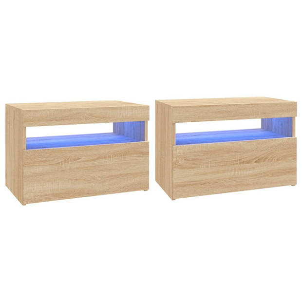 vidaXL Tv-meubelen 2 st LED-verlichting 60x35x40 cm sonoma eikenkleur