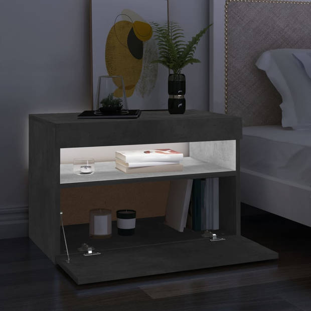 The Living Store TV-meubel Betongrijs 60x35x40 cm - RGB LED-verlichting