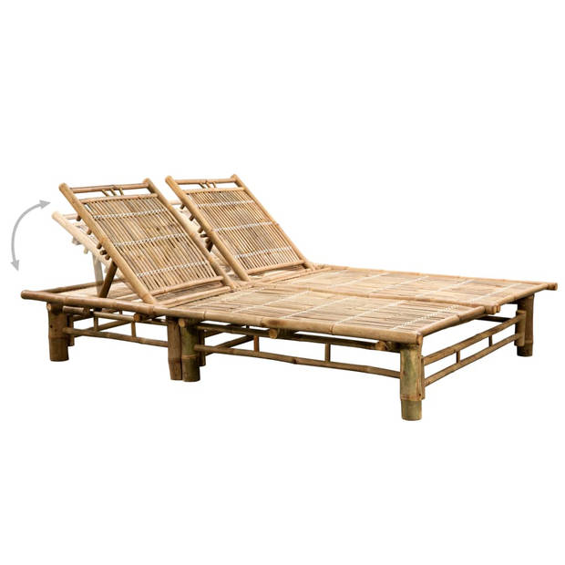 The Living Store Ligstoel Bamboe - Tuinmeubel - 200x130cm - Verstelbare Rugleuning