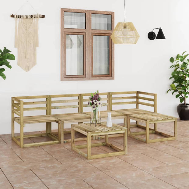 The Living Store Loungeset Pallet - Grenenhout - Modular - 64x64x70cm - Groen