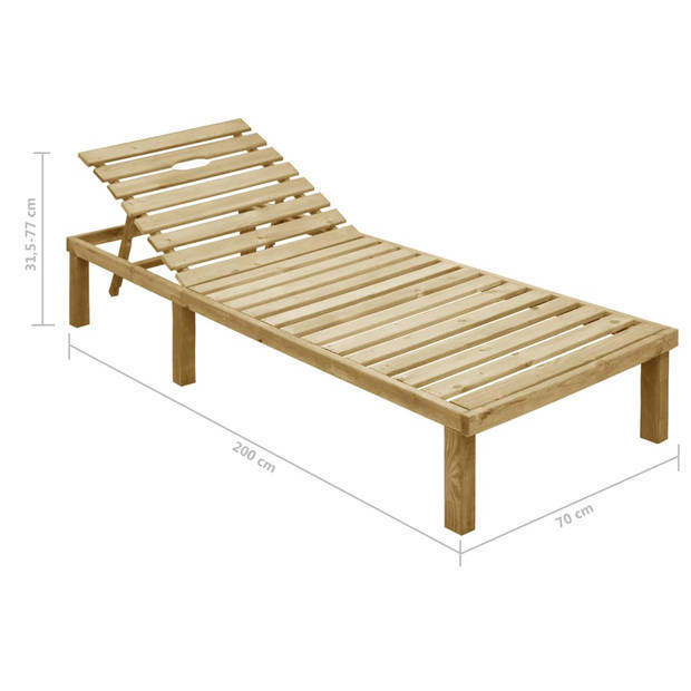 The Living Store Loungebed Lounge The Living Store - Houten Ligbed - 200 x 70 cm - Verstelbare Rugleuning
