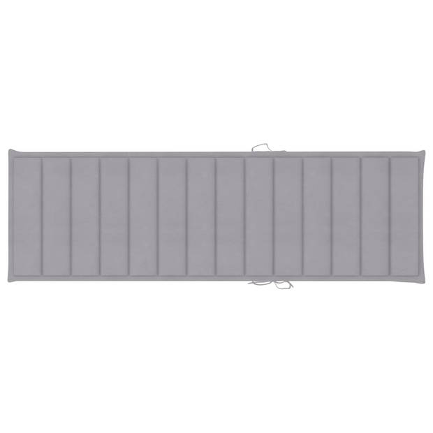 The Living Store Ligbed Tuinmeubelset - 200x70x(31.5-77)cm - Verstelbaar - Grenenhout - Grijs Kussen