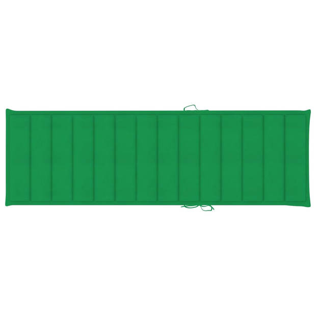 The Living Store Houten Loungebed - 2-persoons Tuinbed - Groen Kussen - Grenenhout - 198 x 135 x (30-75) cm