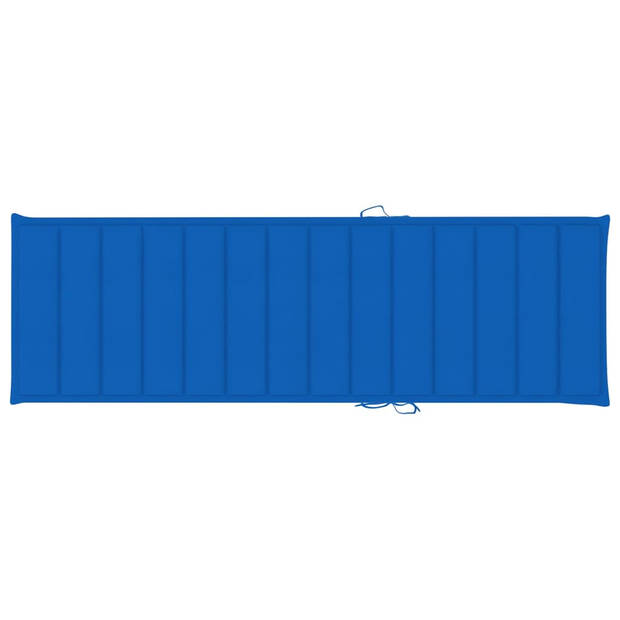 The Living Store Loungebed - Grenenhout - Verstelbare rugleuning - 198 x 68 x (28 - 75) cm - koningsblauw kussen