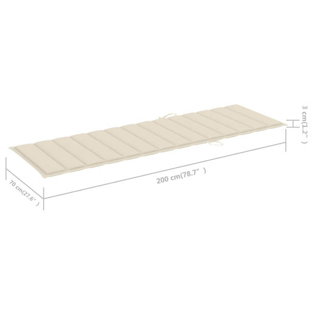 The Living Store Loungebed The Living Store - Grenenhouten Ligbed - 198 x 90 x (30 - 75) cm - Verstelbare Rugleuning -