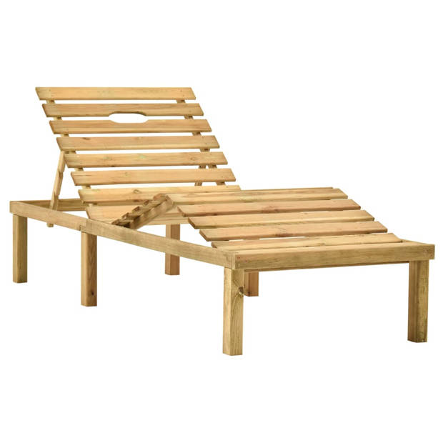 The Living Store Loungebed - Houten - Verstelbare rugleuning - Incl - kussen - 200x70x(31.5-77)cm