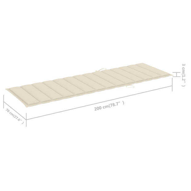 The Living Store Loungebeds Tuin - 198 x 135 cm - Verstelbare rugleuning - Grenenhout