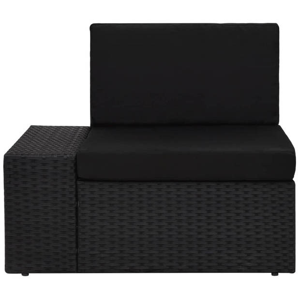 vidaXL 5-delige Loungeset met kussens poly rattan zwart