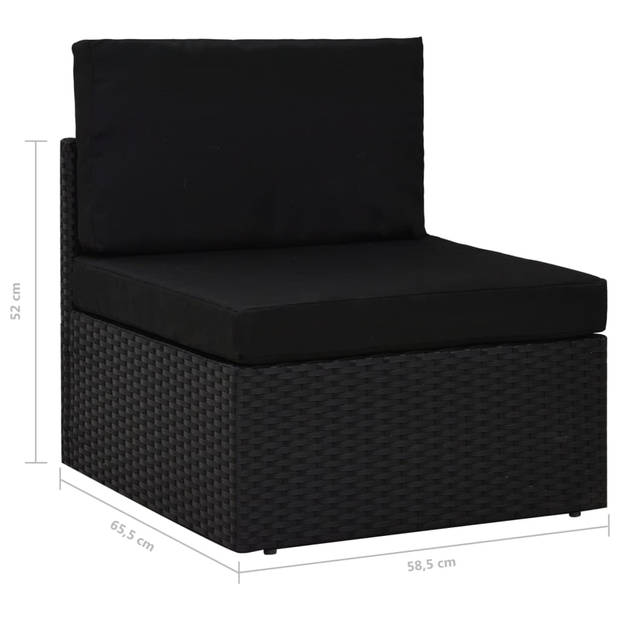 vidaXL 5-delige Loungeset met kussens poly rattan zwart