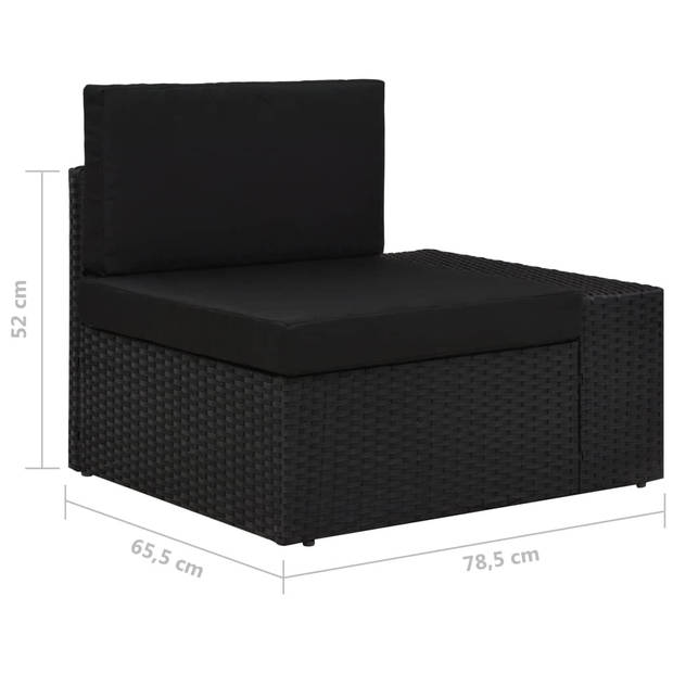 vidaXL 5-delige Loungeset met kussens poly rattan zwart