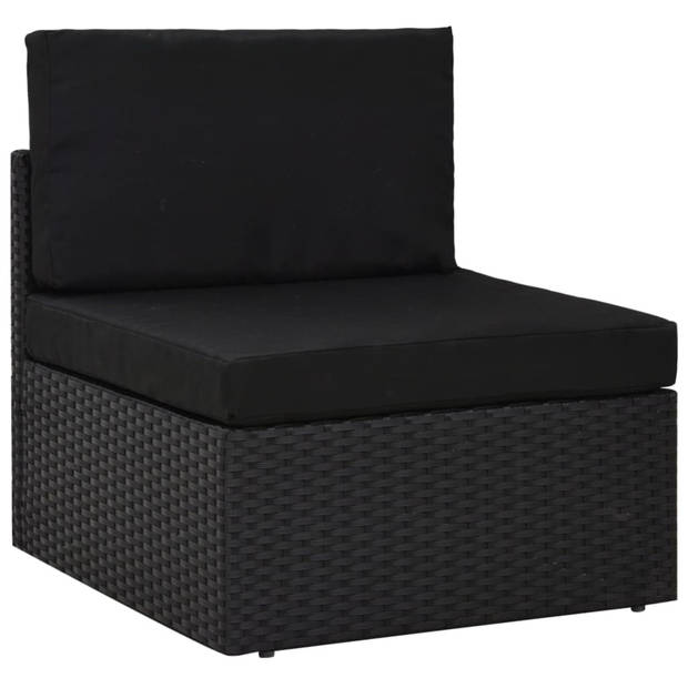 vidaXL 6-delige Loungeset met kussens poly rattan zwart