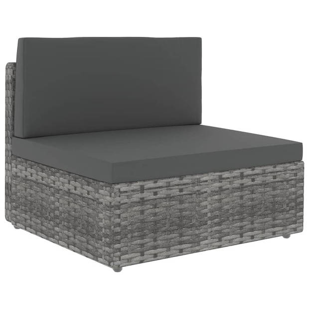 vidaXL 6-delige Loungeset met kussens poly rattan grijs