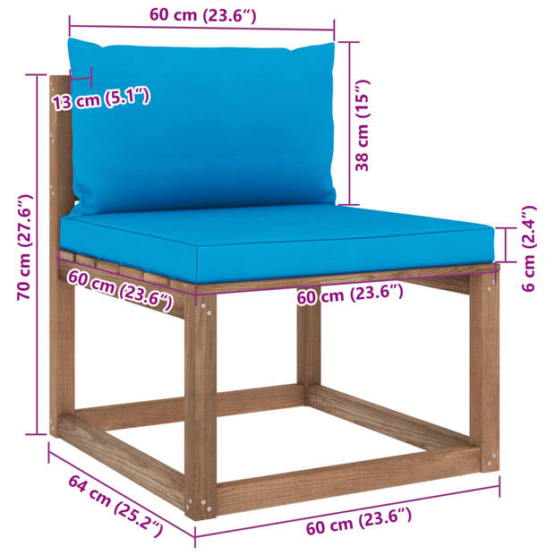 vidaXL 6-delige Loungeset pallet met kussens geïmpregneerd grenenhout