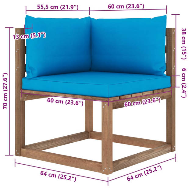 vidaXL 6-delige Loungeset pallet met kussens geïmpregneerd grenenhout