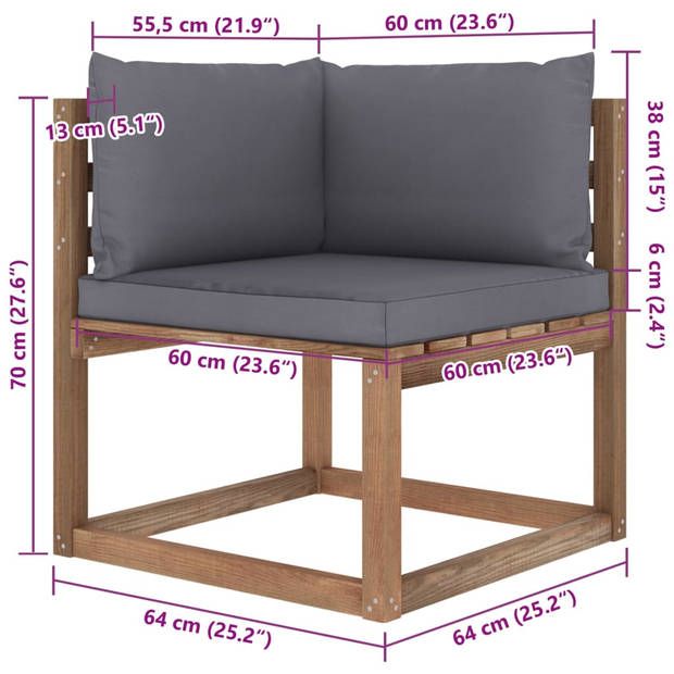 vidaXL 6-delige Loungeset pallet met kussens geïmpregneerd grenenhout