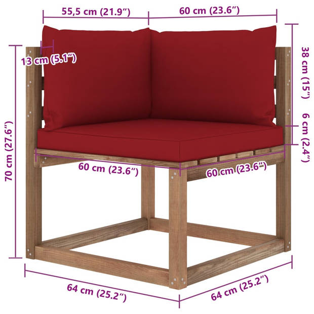 vidaXL 6-delige Loungeset pallet met kussens geïmpregneerd grenenhout