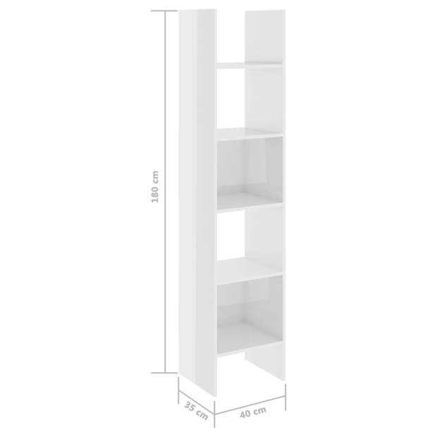 vidaXL Boekenkast 40x35x180 cm bewerkt hout hoogglans wit