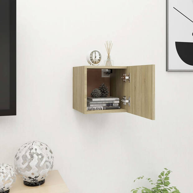 The Living Store Televisiekast -Model Televisiemeubelhoogte - sonoma eiken - 30.5 x 30 x 30 cm - deur naar links/rechts