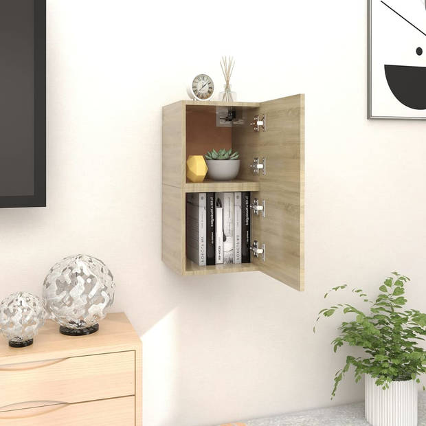 The Living Store TV-meubel Sonoma Eiken - 30.5 x 30 x 30 cm - Wandmontage - Links/Rechts Openend