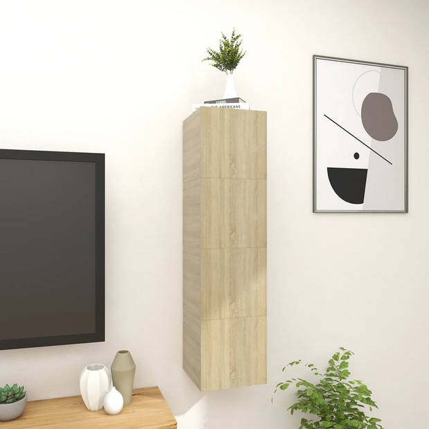The Living Store Televisiekastenset - Sonoma eiken - 30.5 x 30 x 30 cm - Hifi-kast - Links/rechts openend