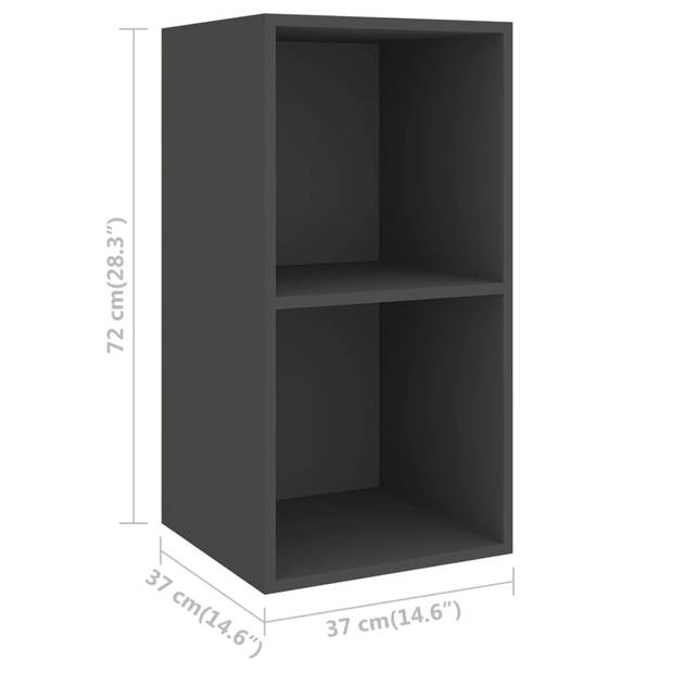 vidaXL Tv-wandmeubel 37x37x72 cm bewerkt hout grijs