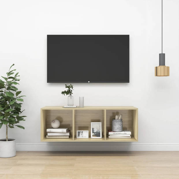 vidaXL Tv-wandmeubel 37x37x107 cm bewerkt hout sonoma eikenkleurig