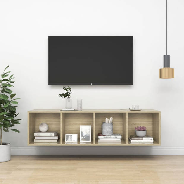 vidaXL Tv-wandmeubel 37x37x142,5 cm bewerkt hout sonoma eikenkleurig