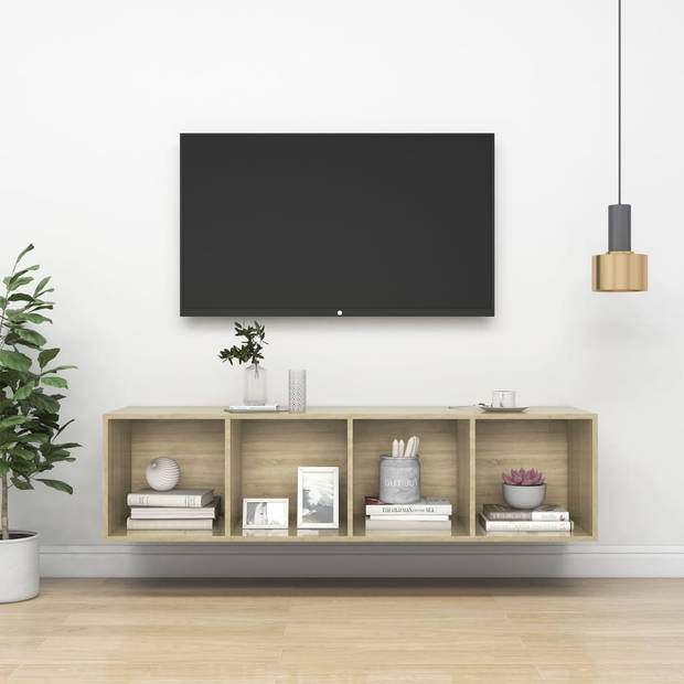 The Living Store Tv-meubel - Televisiewandmeubel - 37 x 37 x 142.5 cm - Sonoma eiken