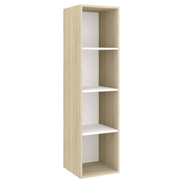 vidaXL Tv-wandmeubel 37x37x142,5 cm bewerkt hout sonoma eikenkleur wit