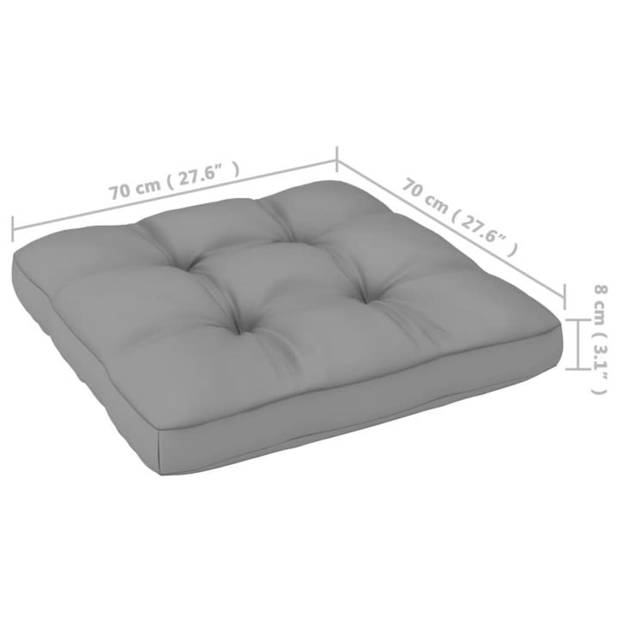 vidaXL 3-delige Loungeset met kussens massief grenenhout