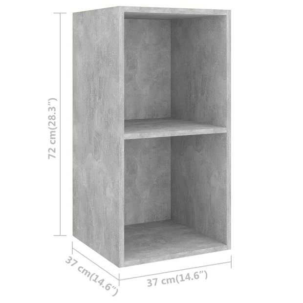 vidaXL Tv-wandmeubel 37x37x72 cm bewerkt hout betongrijs