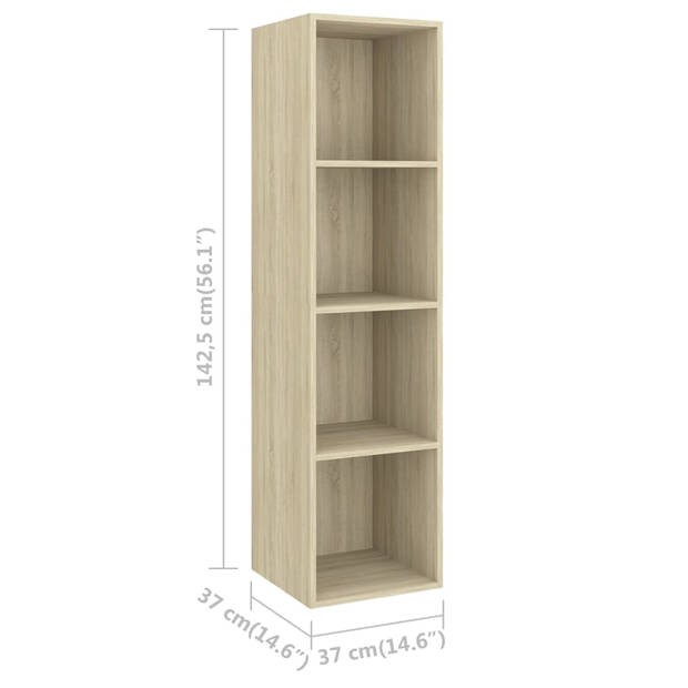 The Living Store Tv-meubel - Televisiewandmeubel - 37 x 37 x 142.5 cm - Sonoma eiken