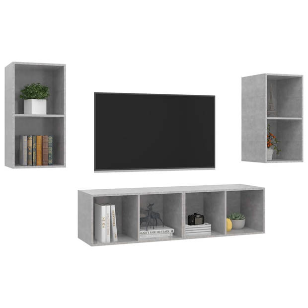 The Living Store TV-Meubelset - 37 x 37 x 72 cm - Betongrijs